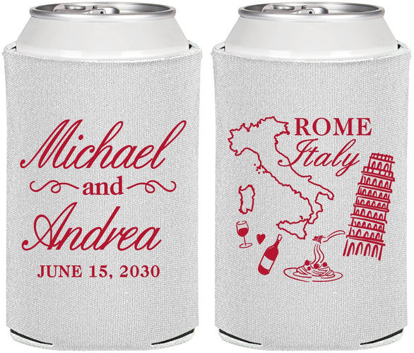 Personalized Wedding Can Coolers - Italy | 515