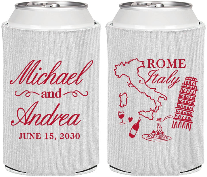 Personalized Wedding Can Coolers - Italy | 515