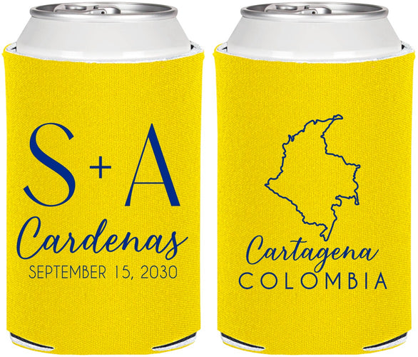 Personalized Wedding Can Coolers - Colombia | 516