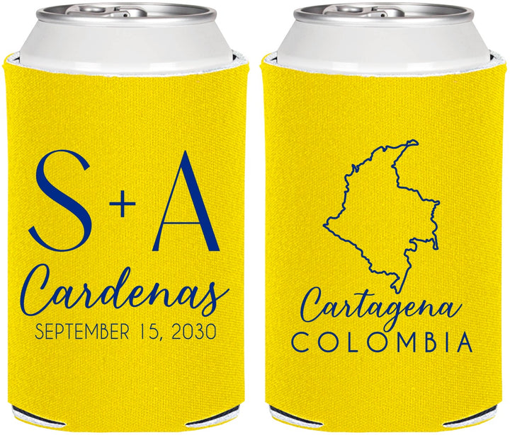 Personalized Wedding Can Coolers - Colombia | 516