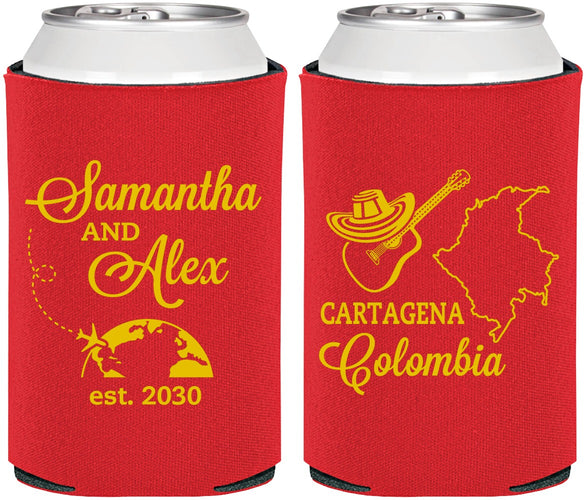 Personalized Wedding Can Coolers - Colombia | 517