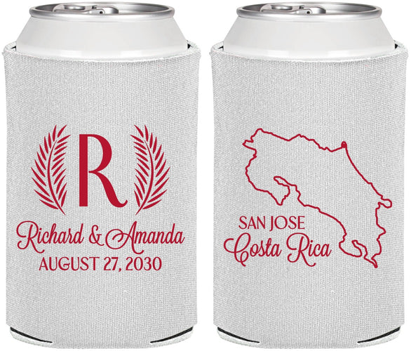 Personalized Wedding Can Coolers - Costa Rica | 518
