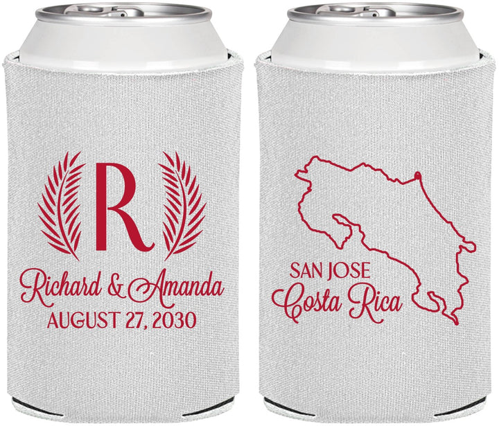 Personalized Wedding Can Coolers - Costa Rica | 518