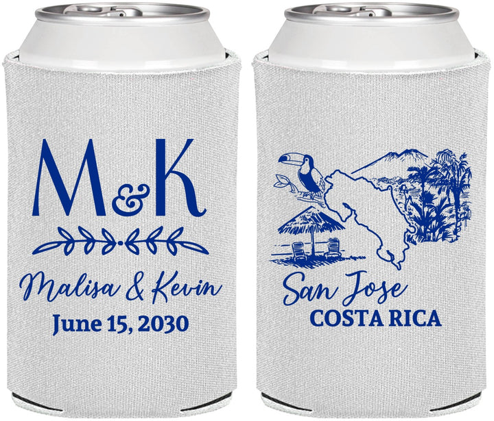Personalized Wedding Can Coolers - Costa Rica | 519