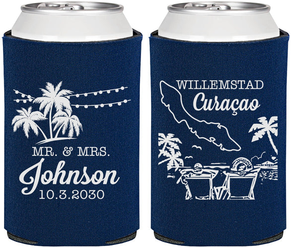 Personalized Wedding Can Coolers - Curacao | 521