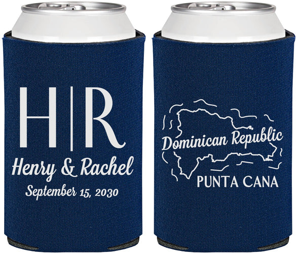 Personalized Wedding Can Coolers - Domincan Republic | 522
