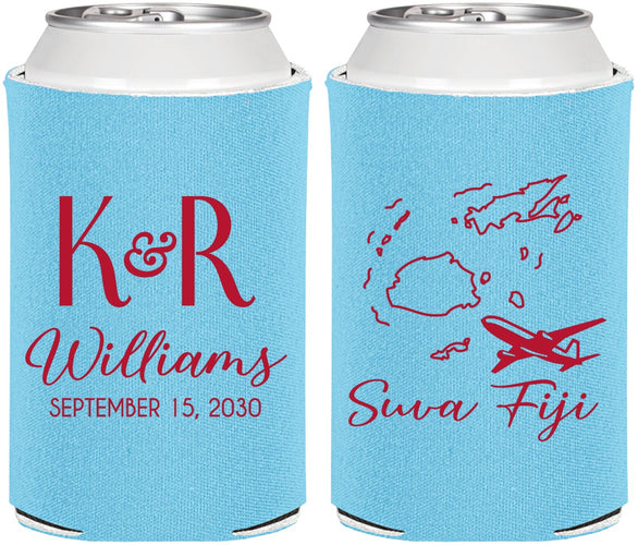 Personalized Wedding Can Coolers - Fiji | 524