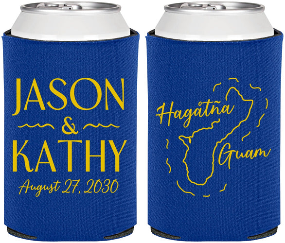 Personalized Wedding Can Coolers - Guam | 526