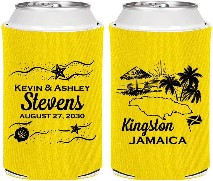 Personalized Wedding Can Coolers - Jamaica | 531