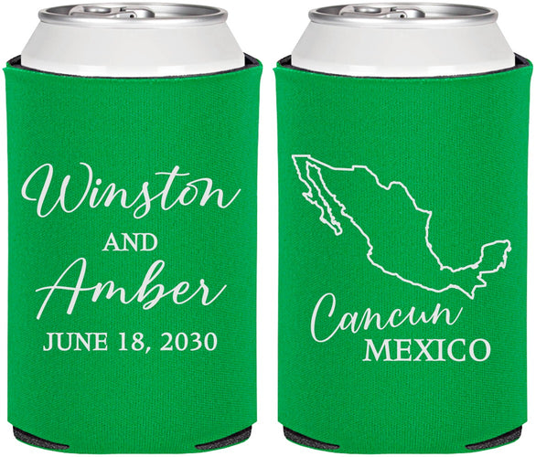 Personalized Wedding Can Coolers - Mexico | 534