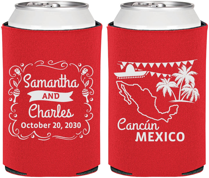 Personalized Wedding Can Coolers - Mexico | 535