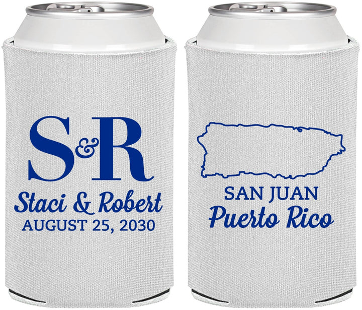 Personalized Wedding Can Coolers - Puerto Rico | 538
