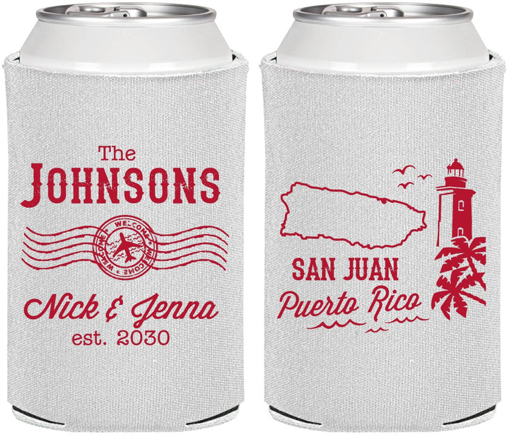 Personalized Wedding Can Coolers - Puerto Rico | 539