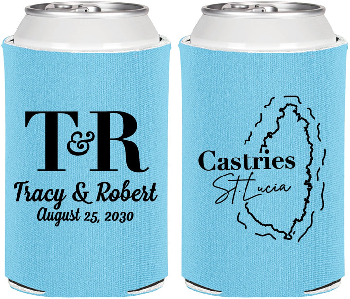 Personalized Wedding Can Coolers - St Lucia | 540
