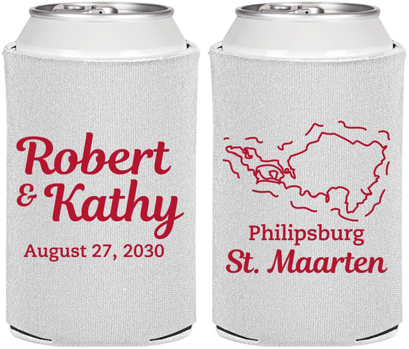 Personalized Wedding Can Coolers - St Maarten | 542
