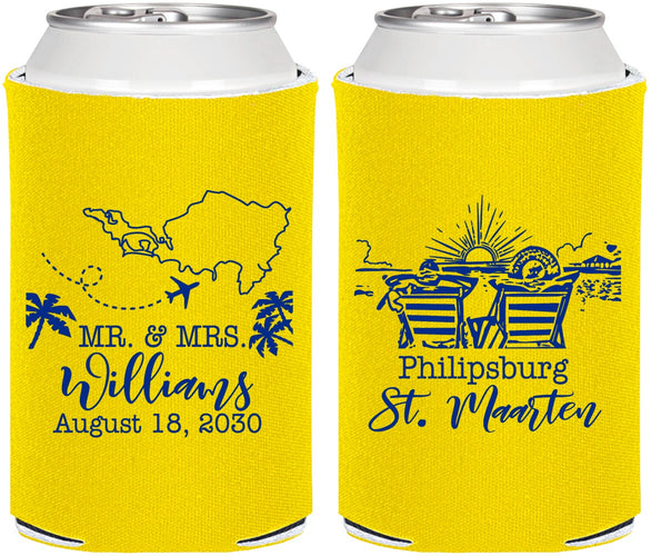 Personalized Wedding Can Coolers - St Maarten | 543