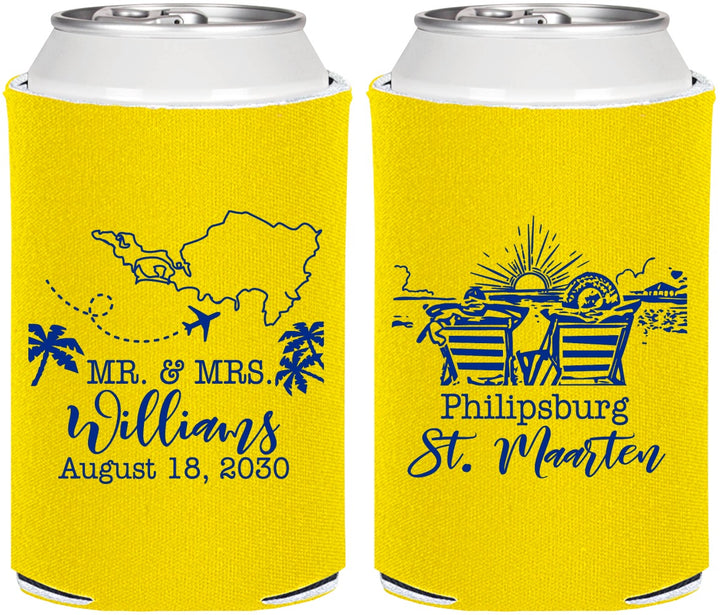 Personalized Wedding Can Coolers - St Maarten | 543