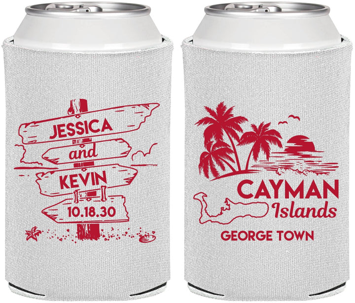 Personalized Wedding Can Coolers - Cayman Island | 545