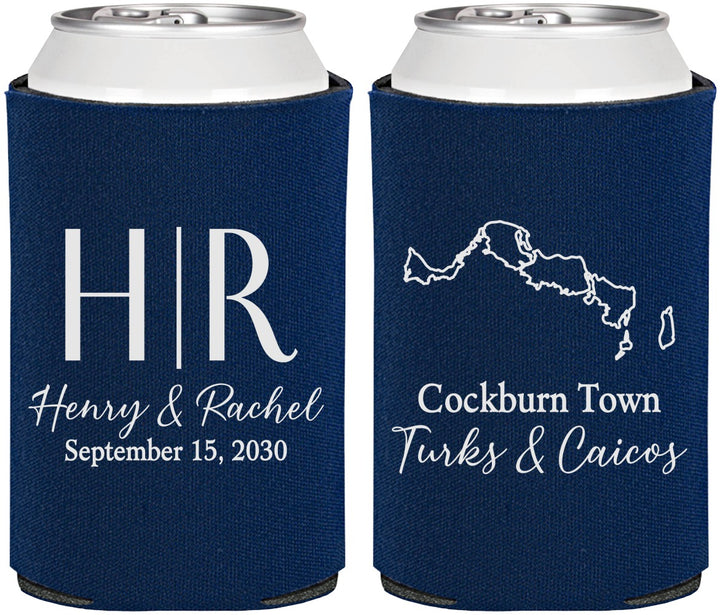 Personalized Wedding Can Coolers - Turks And Caicos | 546