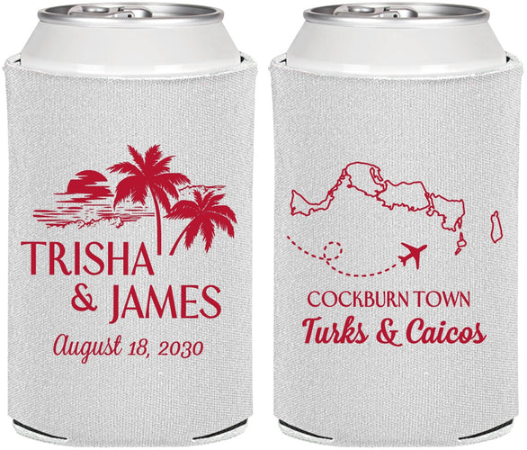 Personalized Wedding Can Coolers - Turks And Caicos | 547