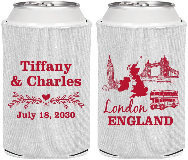 Personalized Wedding Can Coolers - England | 549