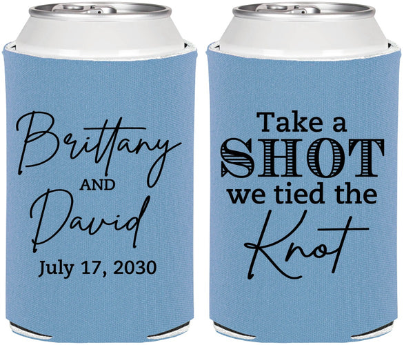 Personalized Wedding Can Coolers - Take A Shot We Tied The Knot | 550