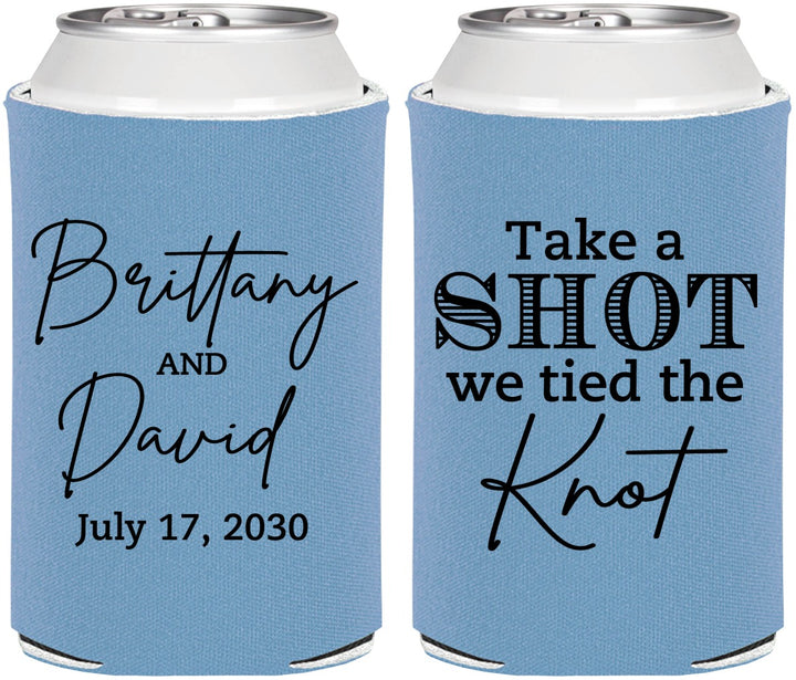 Personalized Wedding Can Coolers - Take A Shot We Tied The Knot | 550