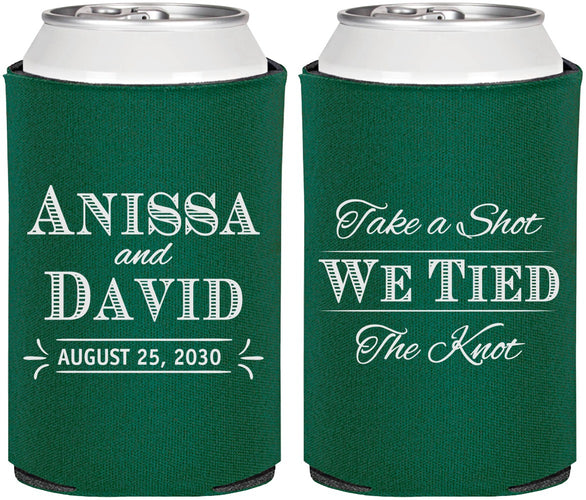 Personalized Wedding Can Coolers - Take A Shot We Tied The Knot | 551