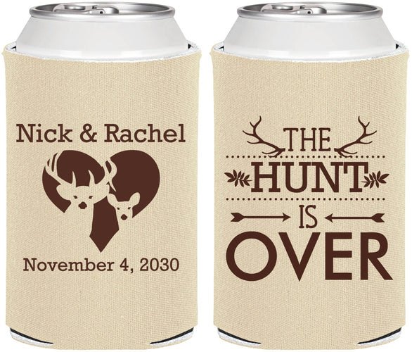 Personalized Wedding Can Coolers - The Hunt Is Over | 554