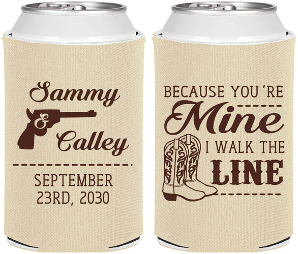 Personalized Wedding Can Coolers - I Walk The Line | 555