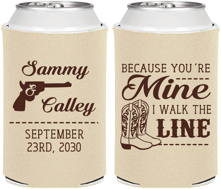 Personalized Wedding Can Coolers - I Walk The Line | 555