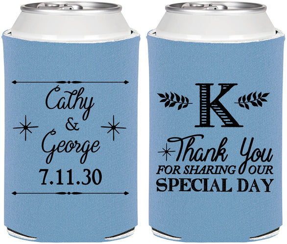 Personalized Wedding Can Coolers - Monogram | 556