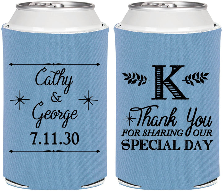 Personalized Wedding Can Coolers - Monogram | 556
