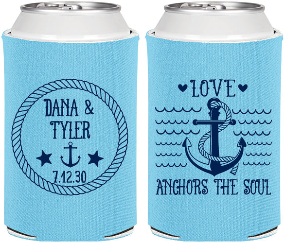 Personalized Wedding Can Coolers - Anchor The Soul | 558