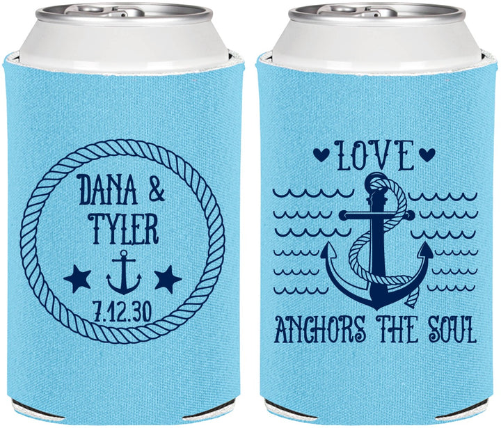 Personalized Wedding Can Coolers - Anchor The Soul | 558
