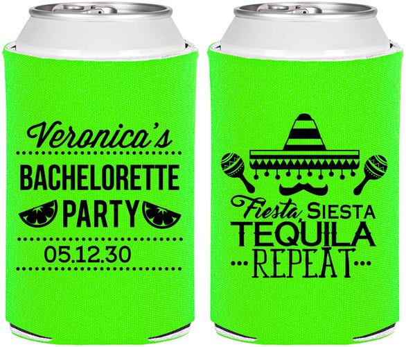 Personalized Bachelorette Can Coolers - Fiesta Siesta Tequila Repeat | 60000