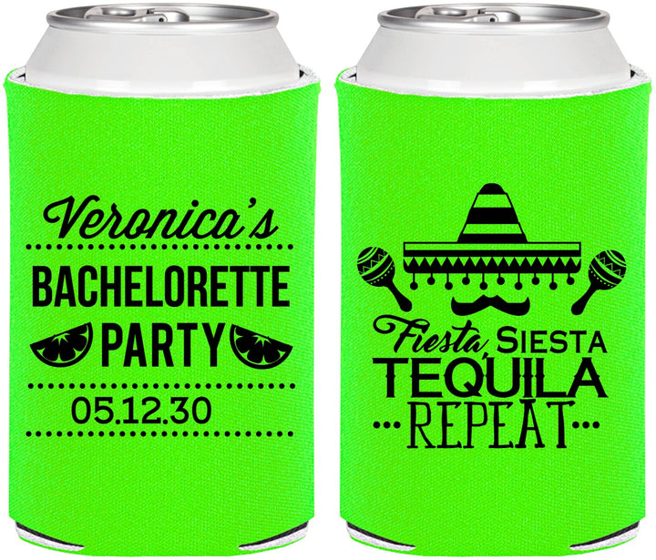 Personalized Bachelorette Can Coolers - Fiesta Siesta Tequila Repeat | 60000