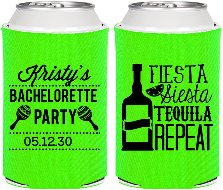 Personalized Bachelorette Can Coolers - Fiesta Siesta Tequila Repeat | 60002