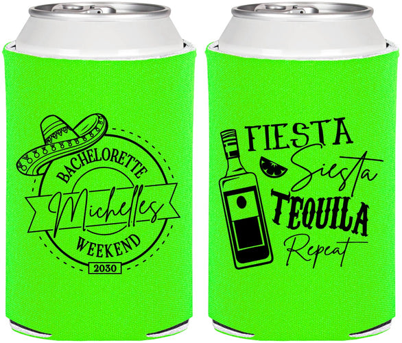 Personalized Bachelorette Can Coolers - Fiesta Siesta Tequila Repeat | 60004