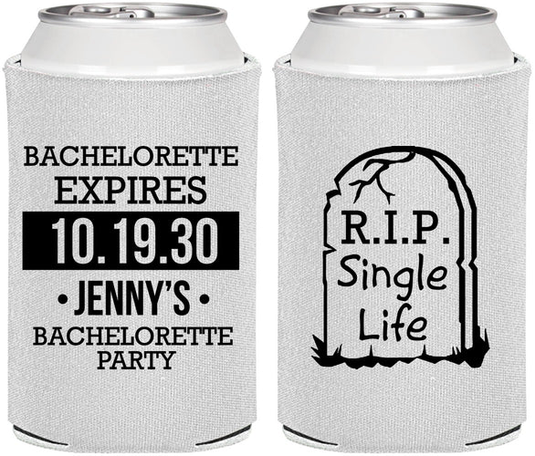 Personalized Bachelorette Can Coolers - Rip Single Life | 60014