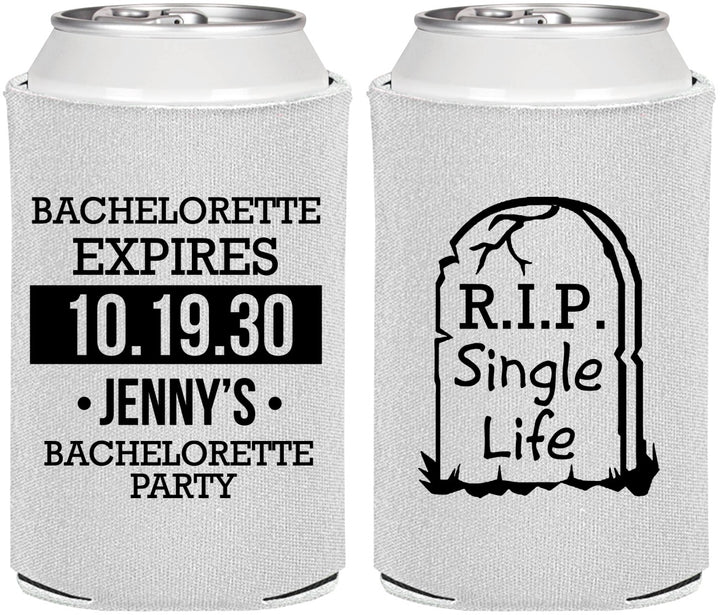 Personalized Bachelorette Can Coolers - Rip Single Life | 60014