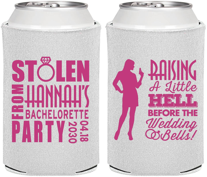 Personalized Bachelorette Can Coolers - Raising A Little Hell | 60020