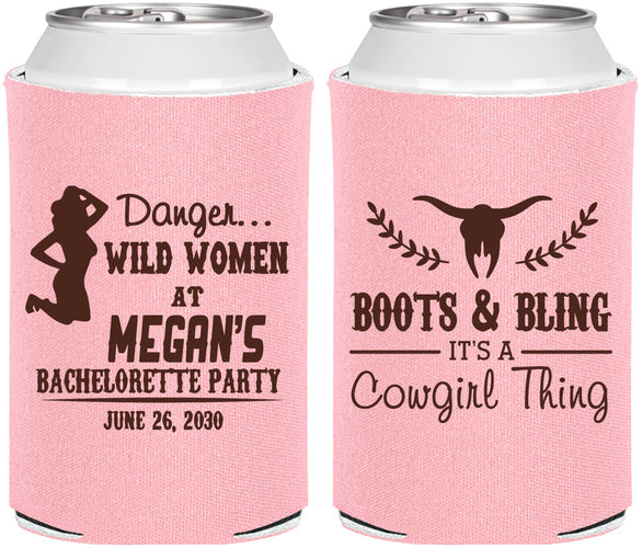 Personalized Bachelorette Can Coolers - Boots And Bling | 60023