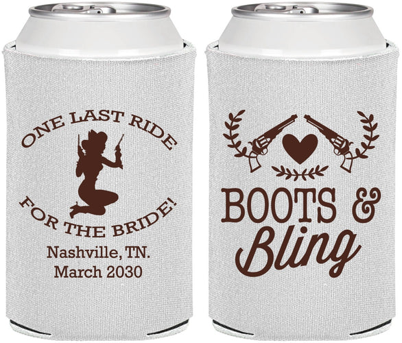 Personalized Bachelorette Can Coolers - One Last Ride | 60024
