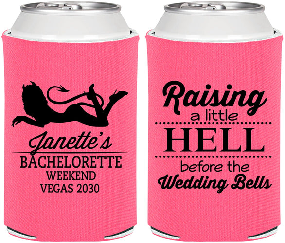 Personalized Bachelorette Can Coolers - Raising A Little Hell | 60030