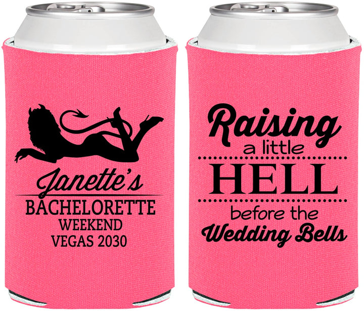 Personalized Bachelorette Can Coolers - Raising A Little Hell | 60030