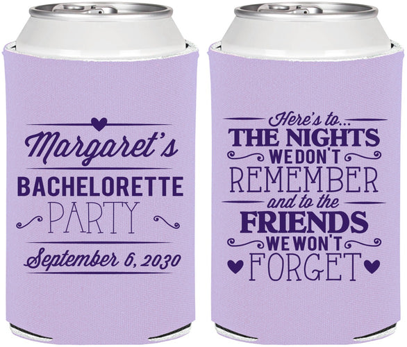 Personalized Bachelorette Can Coolers - Nights Remember | 60034
