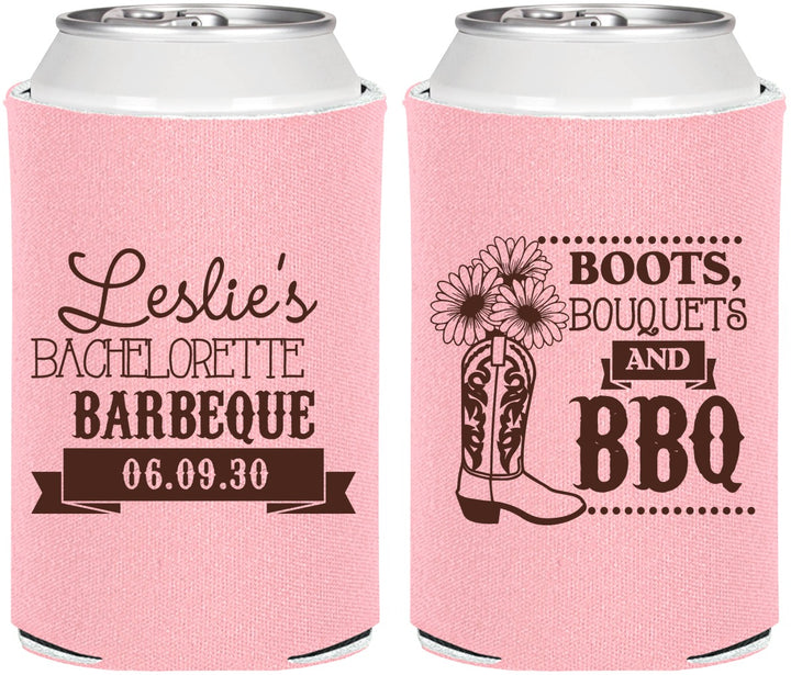 Personalized Bachelorette Can Coolers - Boots Bouquets Bbq | 60035