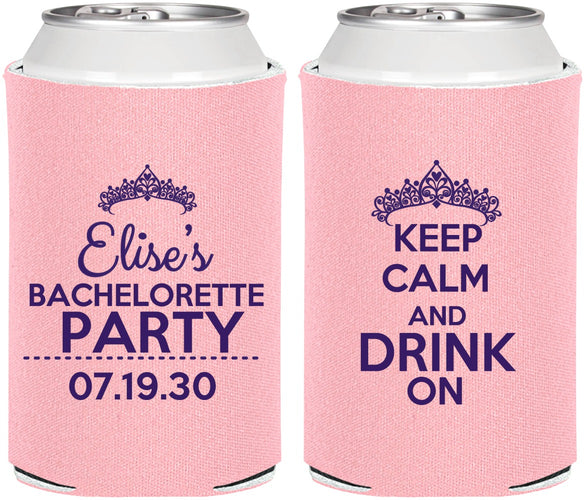 Personalized Bachelorette Can Coolers - Keep Calm Drink On | 60036