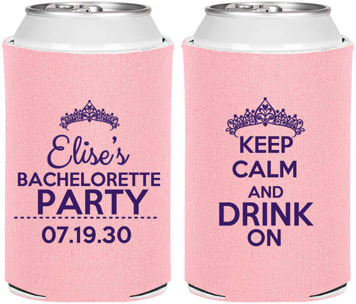 Personalized Bachelorette Can Coolers - Keep Calm Drink On | 60036